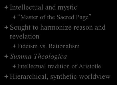 Writing Thomas Aquinas (1225-1274) Intellectual and mystic Master of the