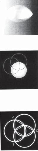 Fig. 5-35. A 3D cesica piscis, a three-dimentional solid shape taken out from the two sphere that made it. Fig. 5-36. Third sphere, second motion/day of Genesis.