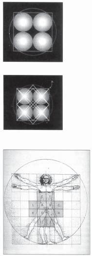 Fig. 7-26. The Circle and the square in Metatron s Cube. Fig. 7-27. The Mason s lines drawn over the Egg of Life. Fig. 7-28. Leonard s famous man (canon) it.