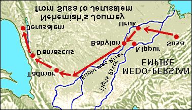 Nehemiah s s Route: Susa (Persia) to