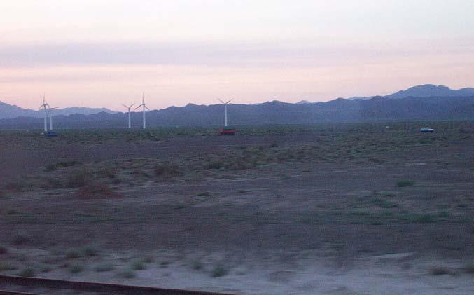 103 For instance part of the desert through which we traveled was dense with sophisticated hightech windmills taking advantage of the unceasing winds to generate electricity for distant cities.
