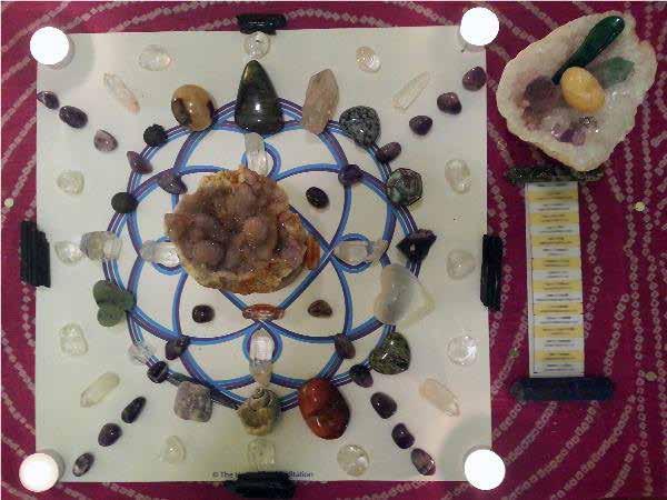 Grid for group harmony. I have always used crystals in teaching meditation and doing healing work. I have lived with my crystals, carried them, and taught others about them.