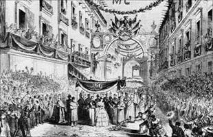 After formally receiving the Crown of Mexico at his castle in Trieste, Italy. Maximilian and Carlota set sail for Rome to receive the "blessing" of Pope Pius IX before departing for Mexico.