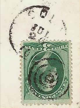 The cover is franked with a 3 George Washington Stamp (Scott #147) and tied to the cover with a target killer cancel and circular-datestamp postmarked from a place in Iowa
