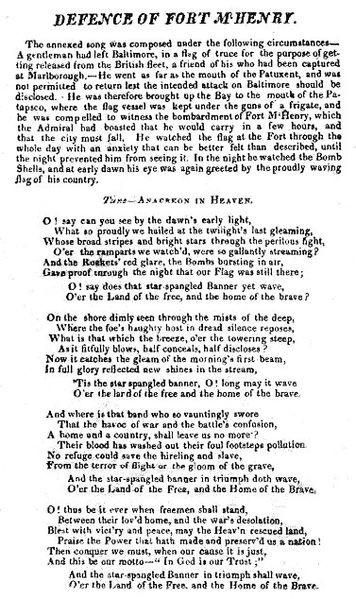 file ple m Sa One of two surviving copies of the 1814 broadside printing of the "Defence of