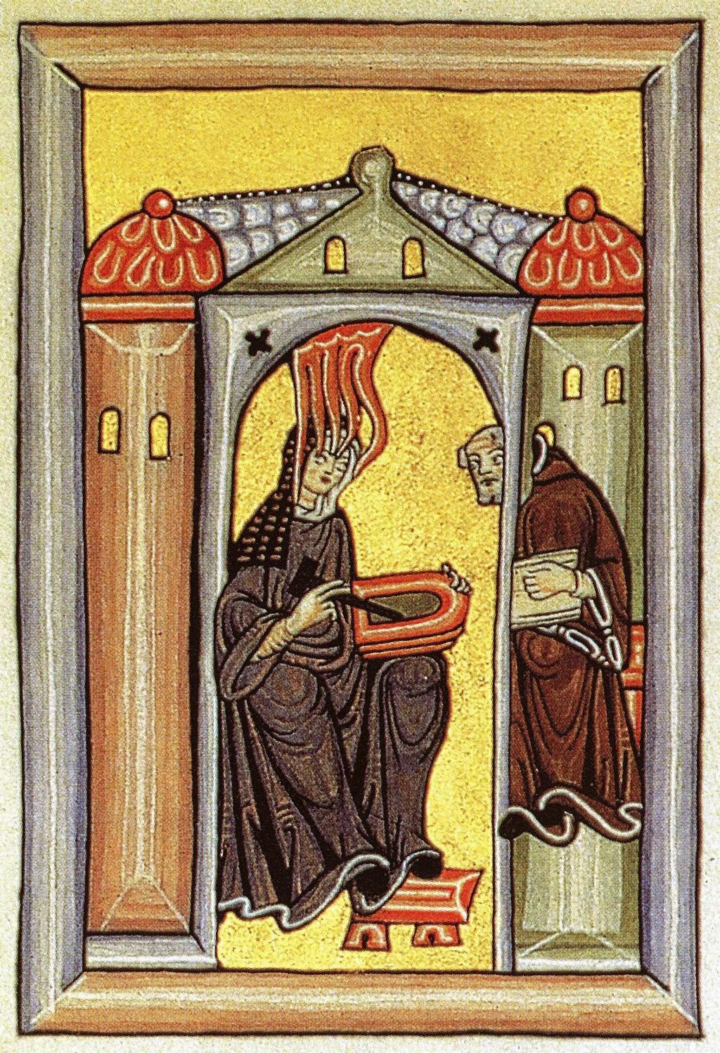 Holy Roman Empire Hildegard reveals her visions detail Rupertsberger Scivias, Germany 11501179 Hildegard was a nun who eventually became the abbess of the convent of Disibodenberg in the Rhineland