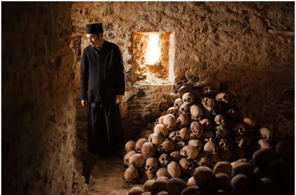 Photo by Travis Dawa On Mount Athos, as well as in some monasteries in Russia, the bones of monks are kept on shelves.