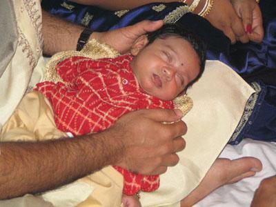 5.Namakarana" is the namegiving ceremony where the parents dress the baby