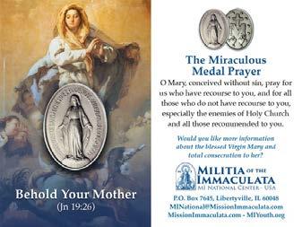 Miraculous Medals and these new cards can be requested from the MI National Center. MINational@MissionImmaculata.