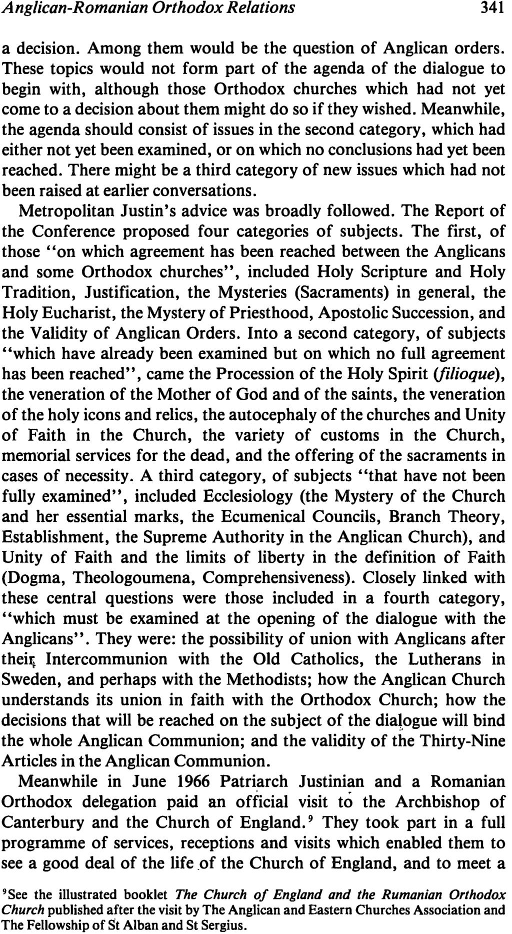 Anglican-Romanian Orthodox Relations 341 a decision. Among them would be the question of Anglican orders.