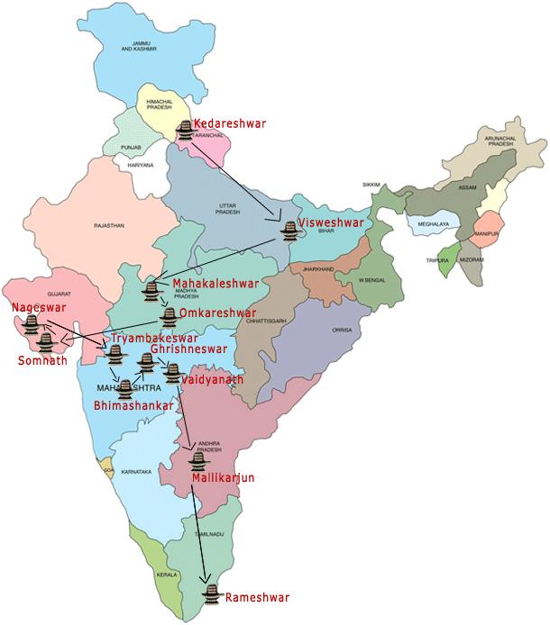 Figure 2: A map of India showing the location of the twelve