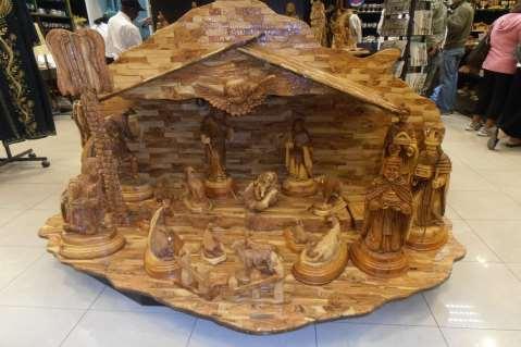 Fantastic woodwork from olive wood: mangers, etc.