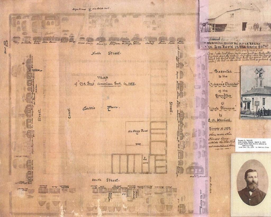 77 American Fork D. U. P. MAP OF LAKE CITY FORT 1854 Eugene Henroid dated his hand drawn map of Lake City (American Fork) in 1855.