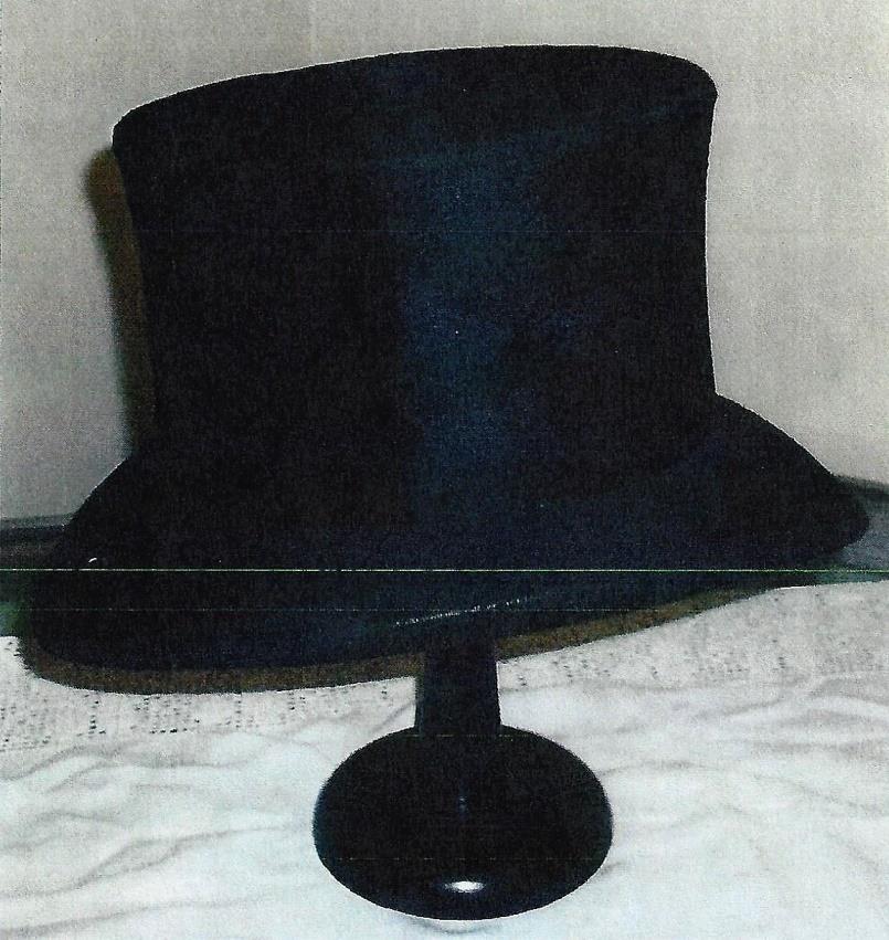 80 Grantsville D. U. P. TOP HAT BELONGING TO JOHN EASTHAM In the early to rnid-19 th century top hats became popular with all social classes, with even workmen wearing them.