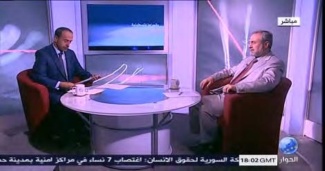 During the interview Sawalha fluently displayed his expertise on the subject of Hamas (YouTube, August 28, 2015). Right: Muhammad Sawalha interviewed by al-hiwar TV (YouTube, October 28, 2015).