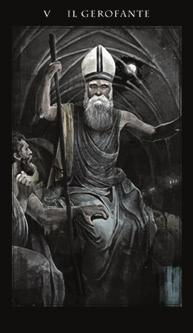 THE HIEROPHANT Five (V) The Hierophant is the sixth card found in the Darkness of Light deck, and is the fifth encounter on the Fool s journey.