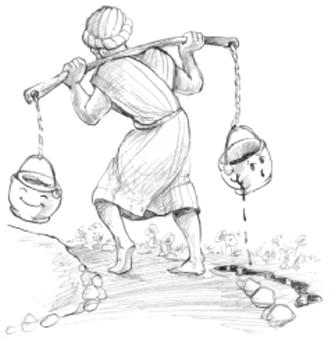 THE CRACKED POT: ALWAYS THINK THE BEST OF EVERYBODY AND EVERYTHING Once there was a water-bearer in India, who had two large pots, each hung on each end of a pole which he carried across his neck.