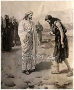 Jesus arrives Jesus comes to John and requests baptism. John replies that he is unworthy to even carry Jesus sandals (Matthew 3:11, John 1:27).