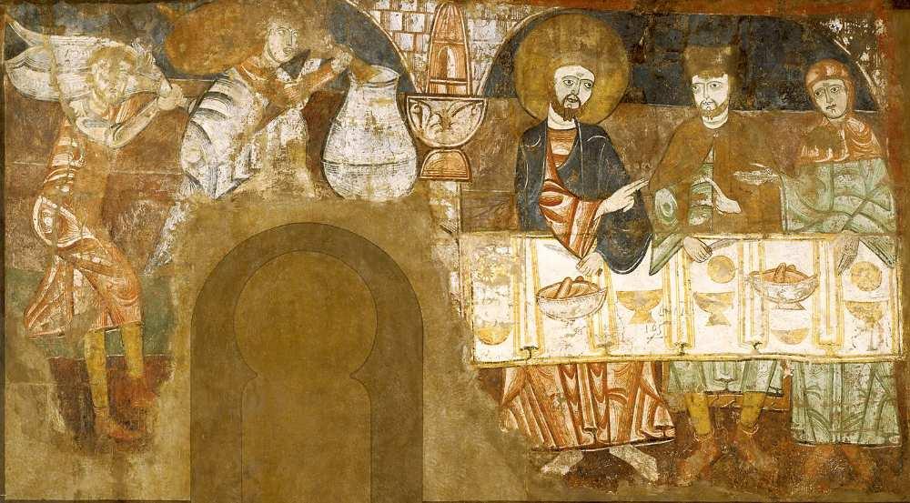 Below, the expoliated fresco of the Wedding Supper at Cana,