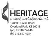 Non-Prof it Org. US Postage PAID Shawnee Msn, KS Permit #951 Address Service Requested Want on or off the mailing lists? Call 913-897-6446 or email melissab@heritageumc.