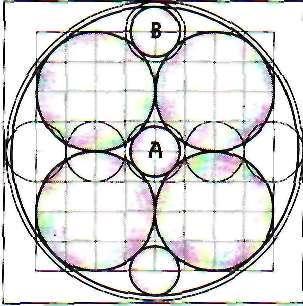 Fig. 9-36. The eight original cells without Leonardo's canon, adding three circles. Fig. 9-36a.