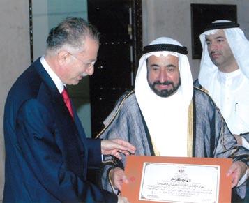 H. Sheikh Sultan bin Mohammed bin Sultan al-qassimi, Crown Prince and Deputy Ruler of Sharjah, and H.E. Prof.