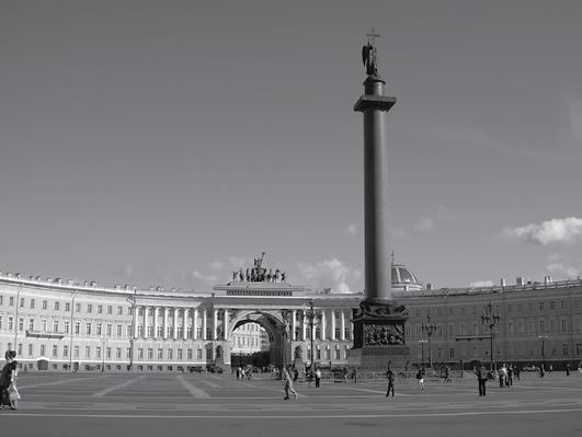 Use further sources, such as the internet and texts rich in photographs, to collate images of key sites and buildings around the city. Far left: The Smolny Institute.