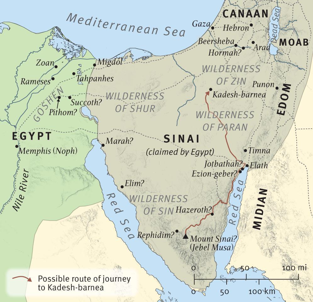 BACKGROUND Below is a map of the likely route taken by the people from Mount Sinai.