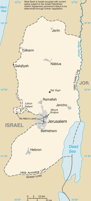 Figure 9: Map of the West Bank 445 444 Central Intelligence Agency, "The World Factbook: Gaza Strip," CIA, https://www.cia.gov/library/publications/the-world-factbook/geos/we.