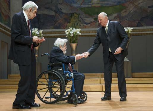 Photo courtesy of NTB/Scanpix. John F. Nash Jr. and Louis Nirenberg receiving the 2015 Abel Prize from His Majesty King Harald at the award ceremony in Oslo on May 19, 2015.