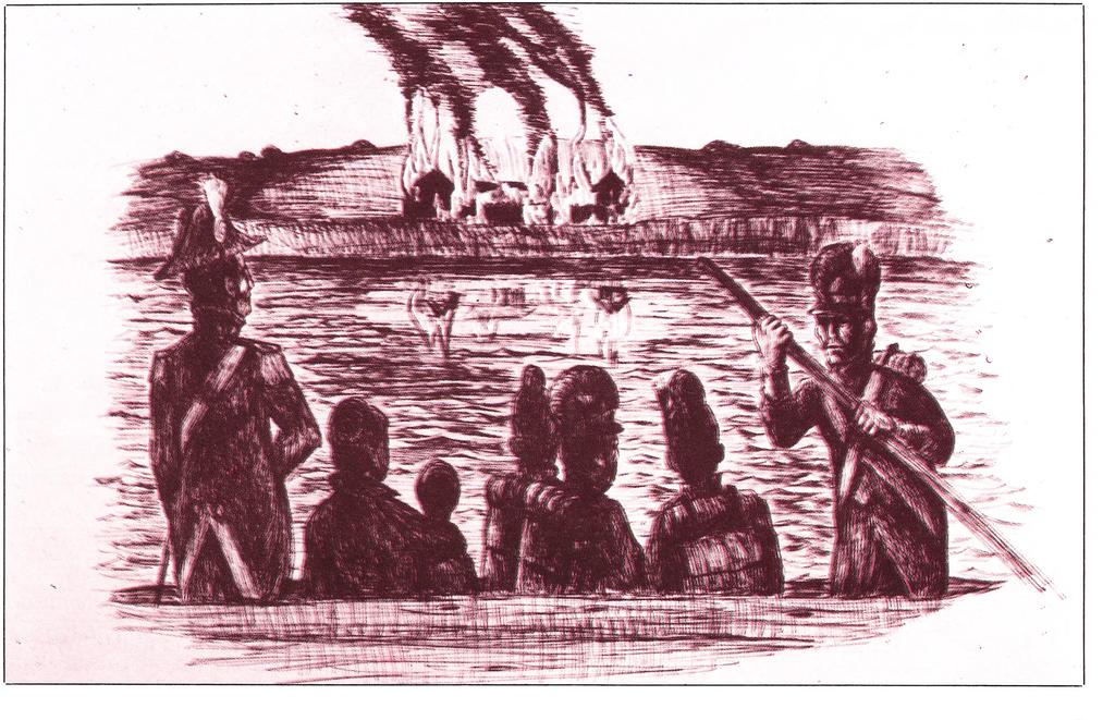 Because the fort had been built After escaping from Fort Madison, soldiers in boats watch the fort go up inflames.