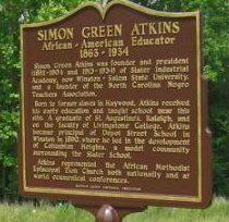 Historic Marker Dedicated to Dr. Simon Green Atkins Saturday, June 11, 2005 by Jane Pyle Historic marker dedicated to Simon Green Atkins on June 11, 2005. Text of marker is at right. Details below.
