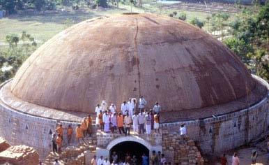 Dome of the Dhyanalingam temple at Poondi Near Coimbatore - Segmental ellipse of 22.16 m diameter 7.90 m rise 53, 42, 36, and 21 cm thick.