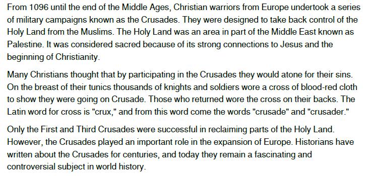 1. What were the Crusades and why were