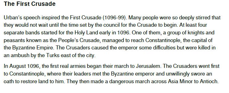 4. What started the First Crusade?
