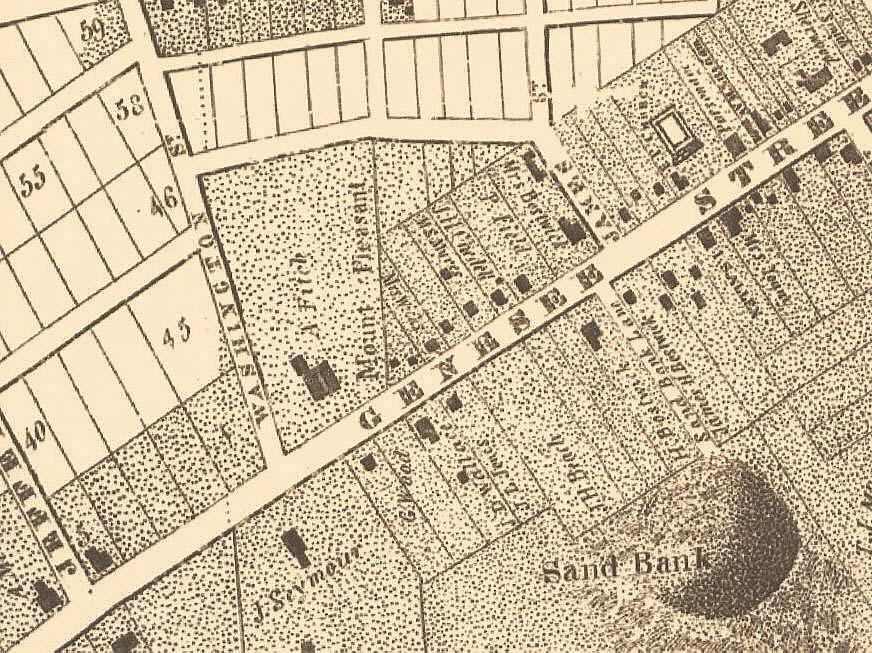2 1837 Hagaman & Markham Map 1 : This corner property was originally the home of Robert Dill, built, according to his daughter Mrs. Deborah Bronson, in 1809.