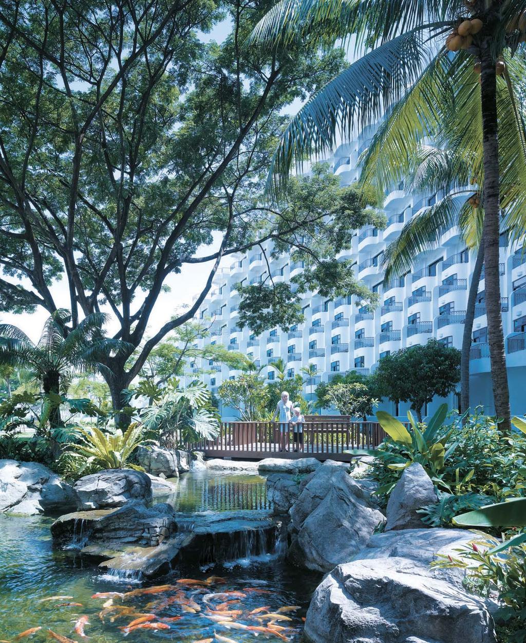 the limousine rolled slowly up the driveway of the resort, where we were greeted with pristine landscaped gardens and a quaint little waterfall cascading gently by the lobby entrance.