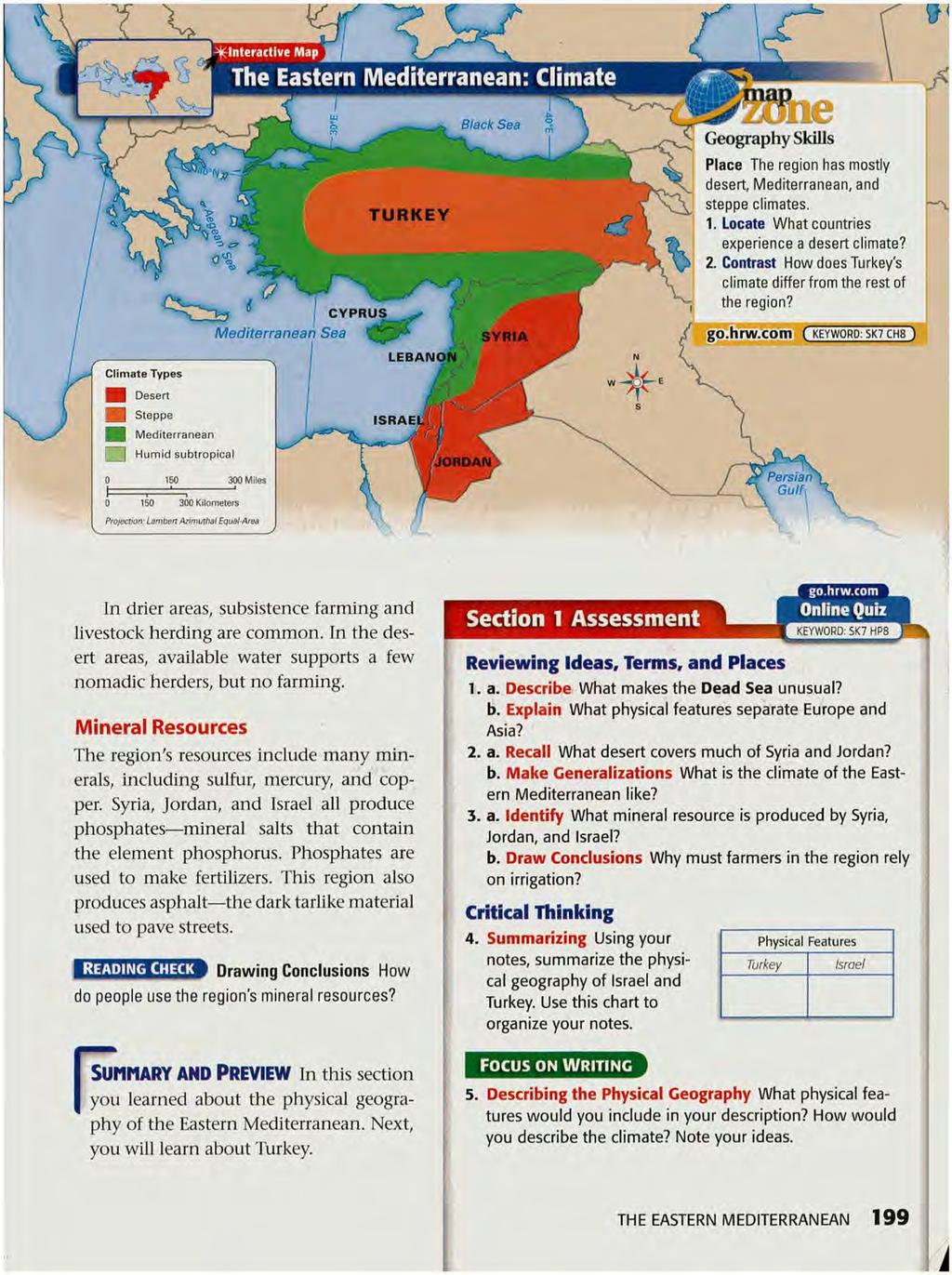I ^In teractiv e Map The Eastern Mediterranean: Climate V ' ' ' N Climate Types Desert m Steppe aa Mediterranean Humid subtropical 0 150 300 Miles 1-------- 0 150 300 Kilometers Projection: Lambert