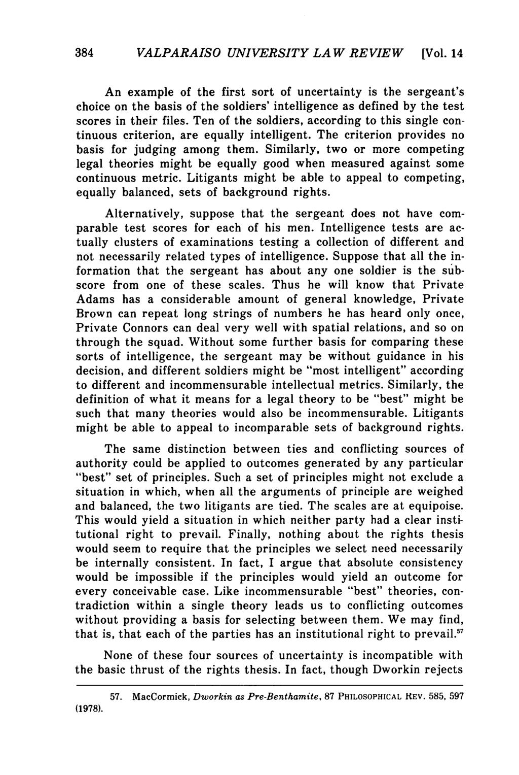 Valparaiso University Law Review, Vol. 14, No. 3 [1980], Art. 1 384 VALPARAISO UNIVERSITY LAW REVIEW [Vol.
