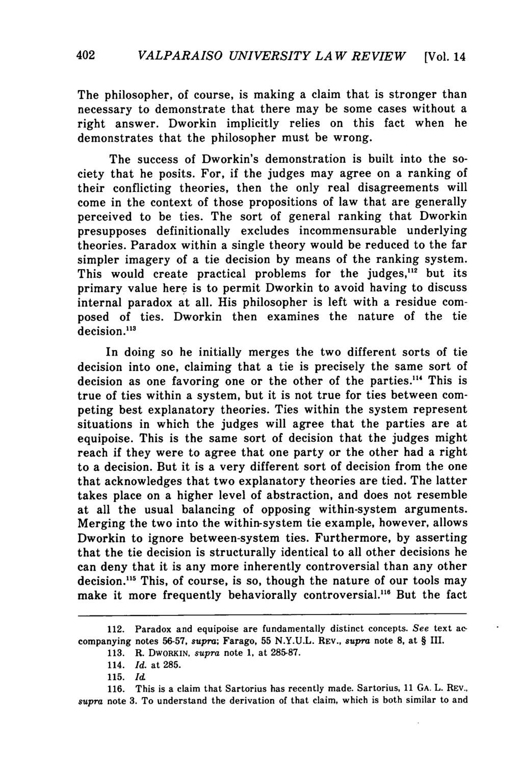Valparaiso University Law Review, Vol. 14, No. 3 [1980], Art. 1 402 VALPARAISO UNIVERSITY LA W REVIEW [Vol.