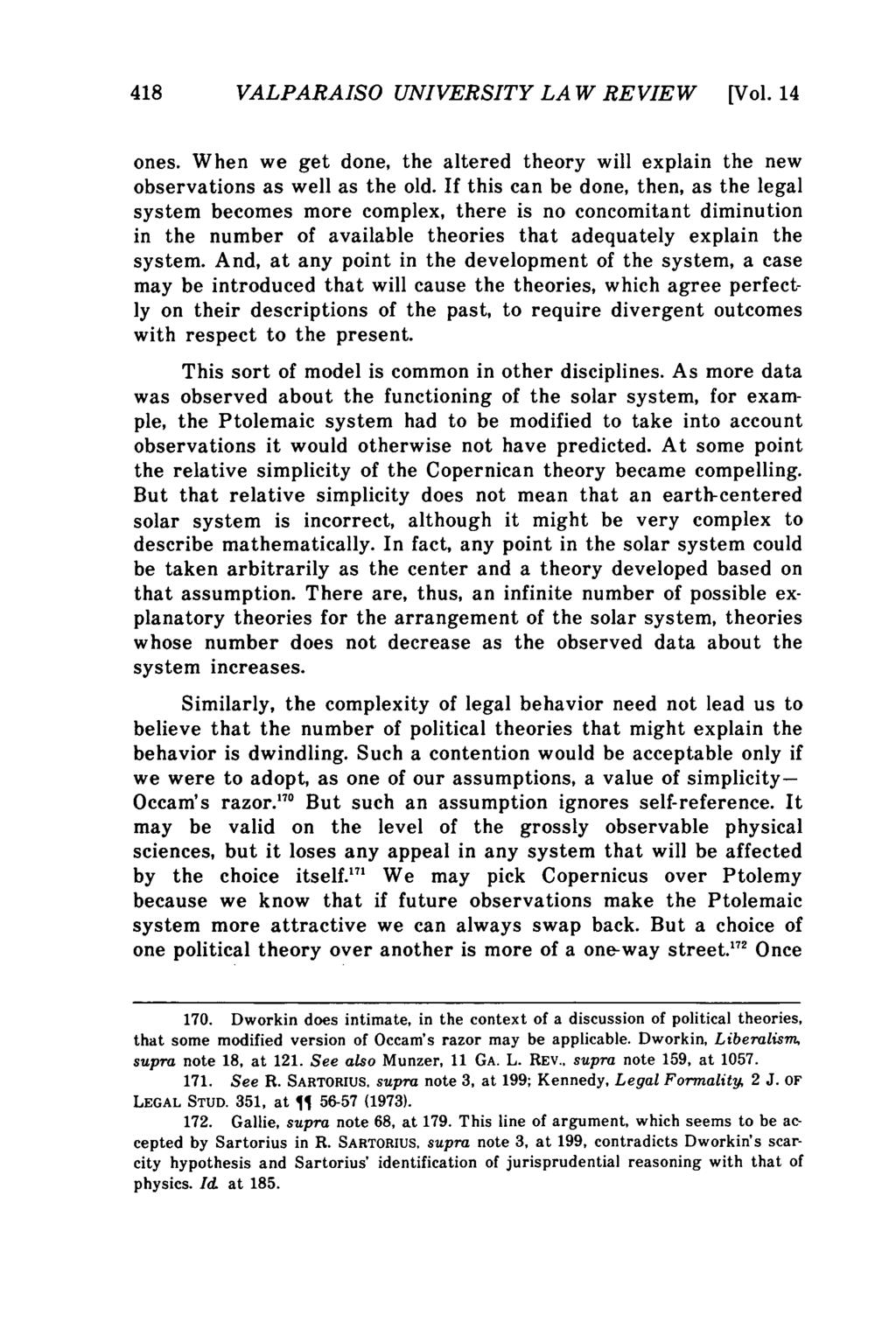 Valparaiso University Law Review, Vol. 14, No. 3 [1980], Art. 1 418 VALPARAISO UNIVERSITY LAW REVIEW [Vol.14 ones.