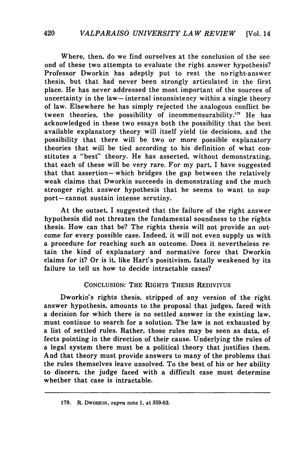 Valparaiso University Law Review, Vol. 14, No. 3 [1980], Art. 1 420 VALPARAISO UNIVERSITY LAW REVIEW [Vol.