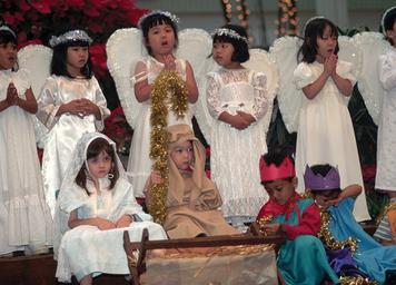 Click to read caption Douglas Peebles/Corbis The Christmas pageant is a holiday tradition for students at this Christian school in Honolulu, Hawaii.