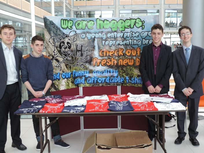 6 The Boys team, Huggers, representing JFS at the Young Enterprise Competition. Enterprising Business Ideas Young Enterprise is a programme that is geared towards Year 12 students.