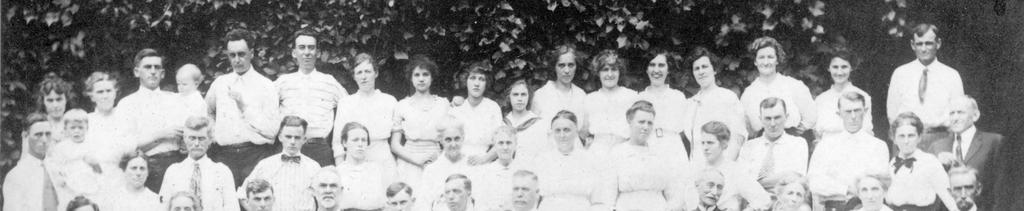 Cook Reunion. c. 1914. (#105) Row 1 (front-children) L to R: 1.? 2.? 3. Maxine Cook 4. Madonna Cook 5.? 6.? Row 2: 1.? 2. Rose (Cook) Hixon Miles 3.