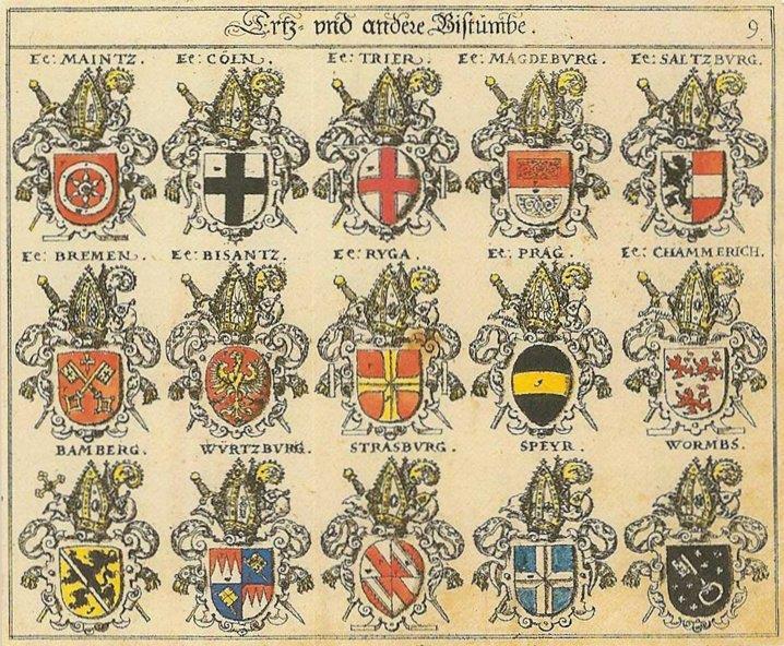 These are other examples of ancient Episcopal coats of arms showing various Dioceses from Germany.