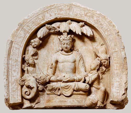 The Development of Buddhism 5th and 4th Century BCE, India Lunette with Buddha surrounded by adorants, 5th 6th century Hadda, Afghanistan Stucco; H. 16 1/2 in. The fifth and fourth centuries BCE.