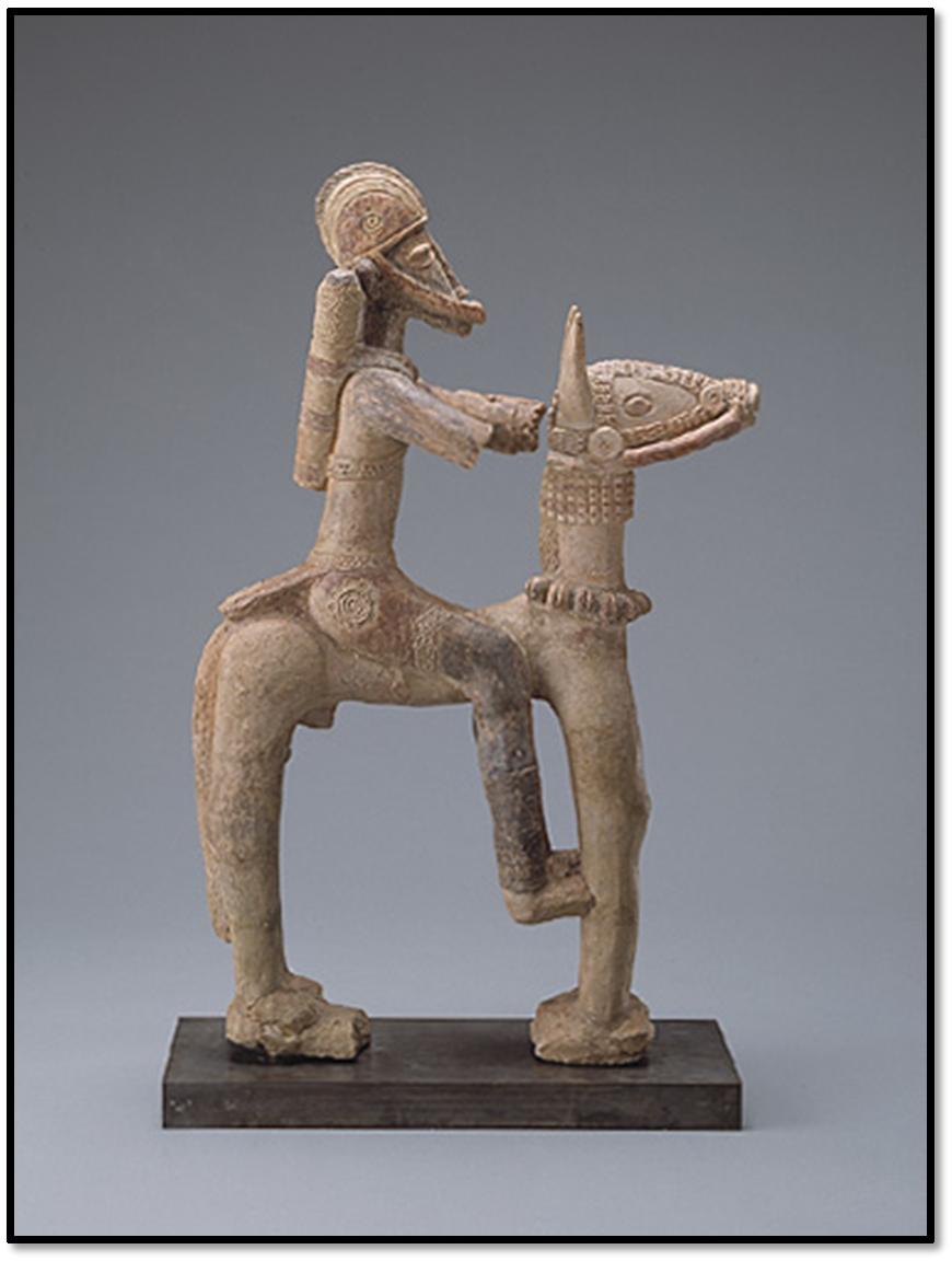 SoE4.5 Sightseeing in Mali Images (page 5 of 6) Artifact 5: Statue of a Malian Soldier on Horseback An unknown artist made this small statue in Mali in the 13 th or 14 th century.
