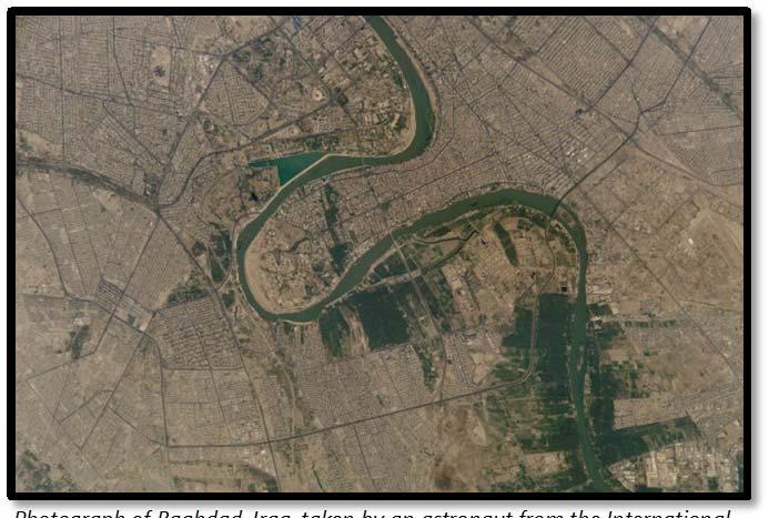 SoE4.12.3 Baghdad Source Handout Photograph of Baghdad, Iraq, taken by an astronaut from the International Space Station on August 24, 2002.