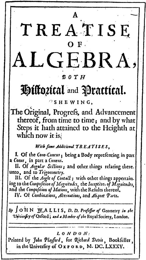John Wallis (1616 1703) Final years In his final years John Wallis published his influential A Treatise of Algebra.
